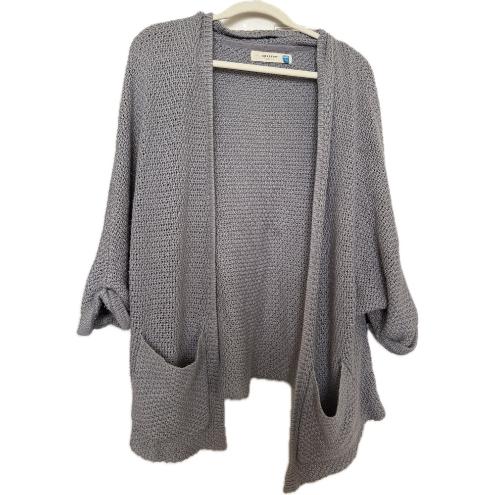 Anthropologie Sparrow Gray Open-Front Knit Sweater Size XS